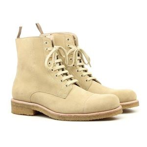 Oro Los Angeles Zip Ankle Combat Boots Beige men